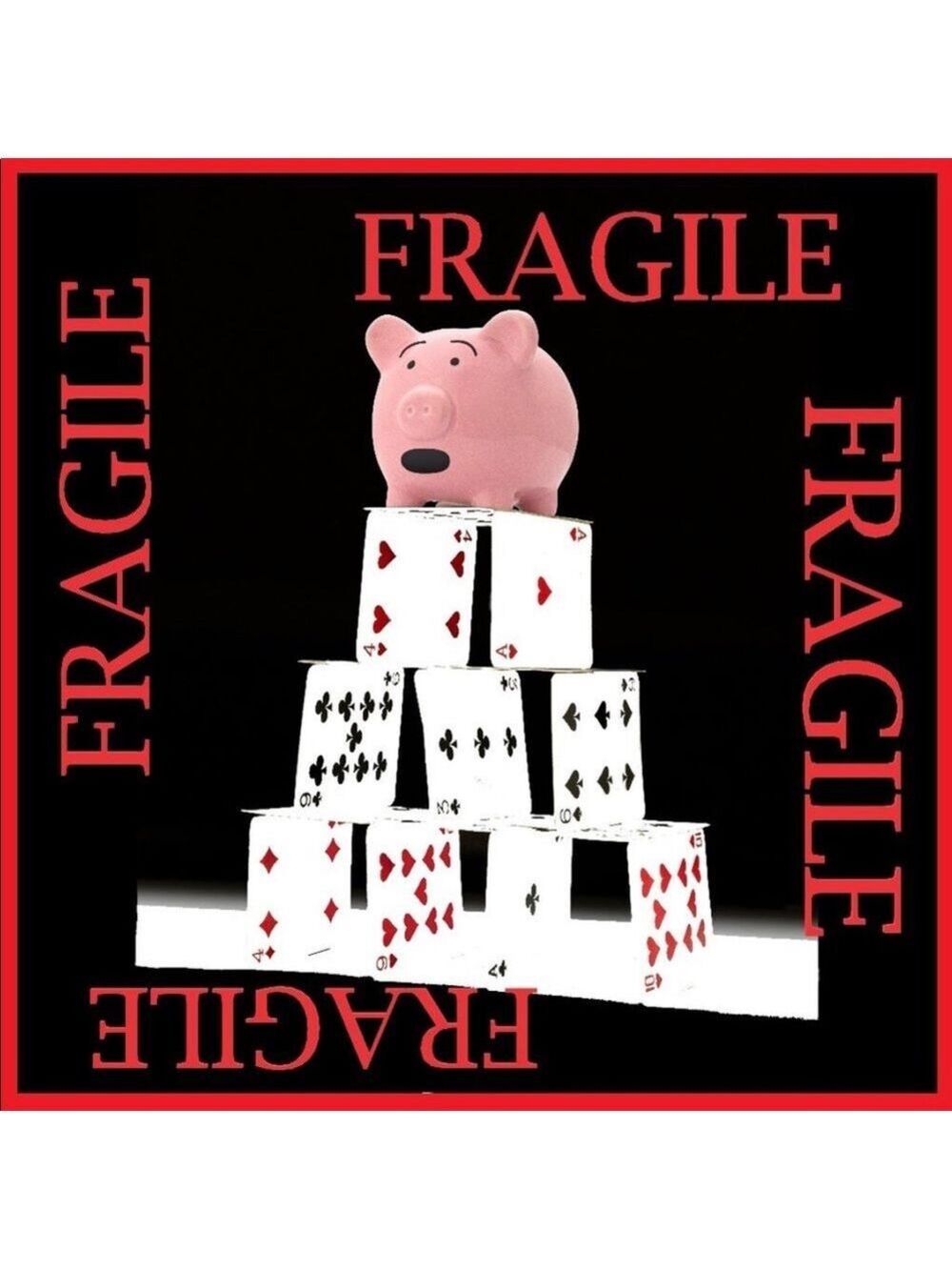 100 FRAGILE Stickers, Pig & Cards, High Gloss, Square, PRICE IS FIRM - Picture 3 of 3